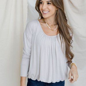 Elegant Long Sleeve Gray Top